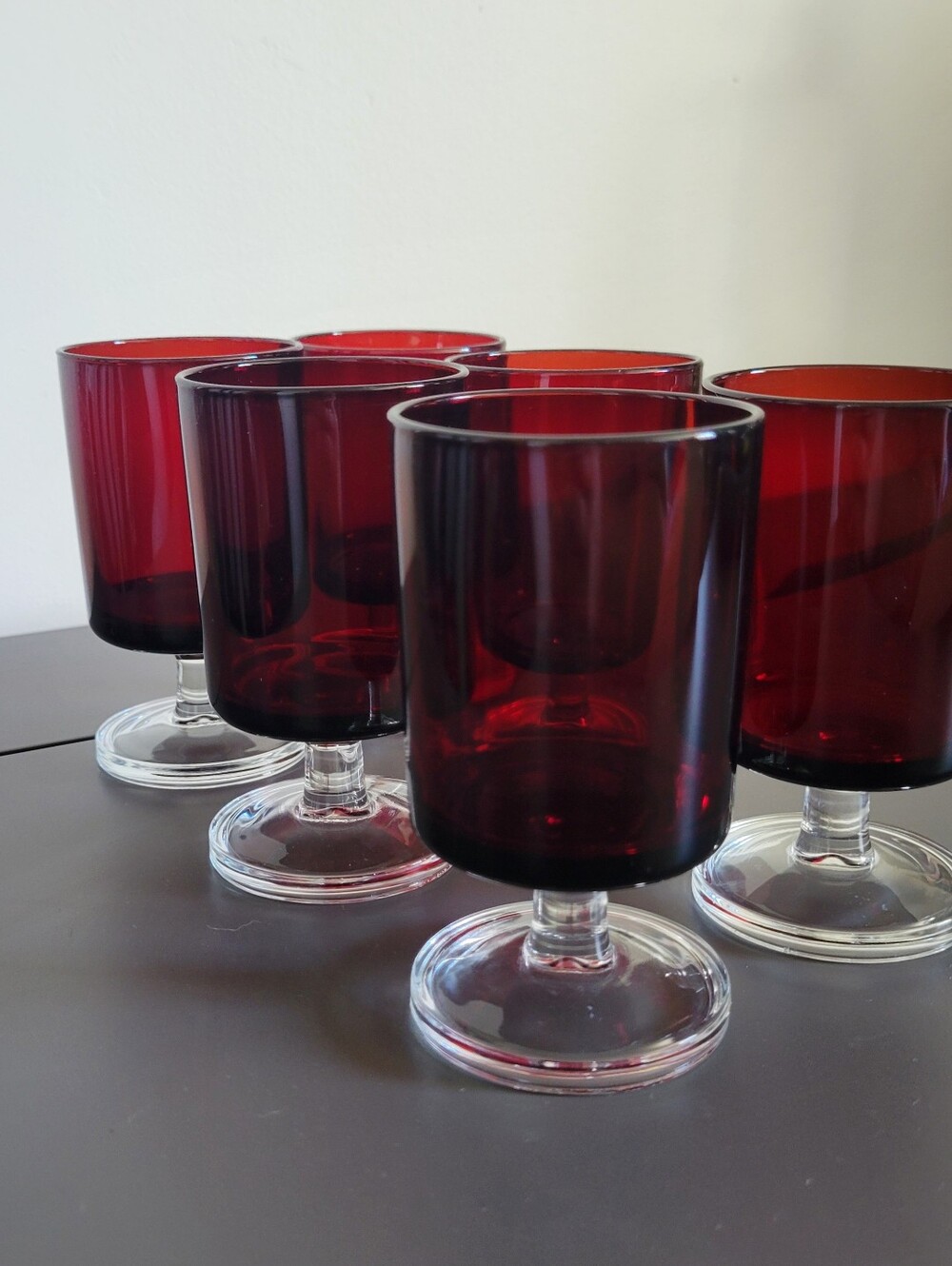 Vintage Luminarc Cavalier Ruby Red Wine Glasses - Set of 6 - MCM France